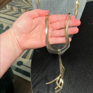 White House Black Market Sexy Gold Chain Long Tassel Necklace